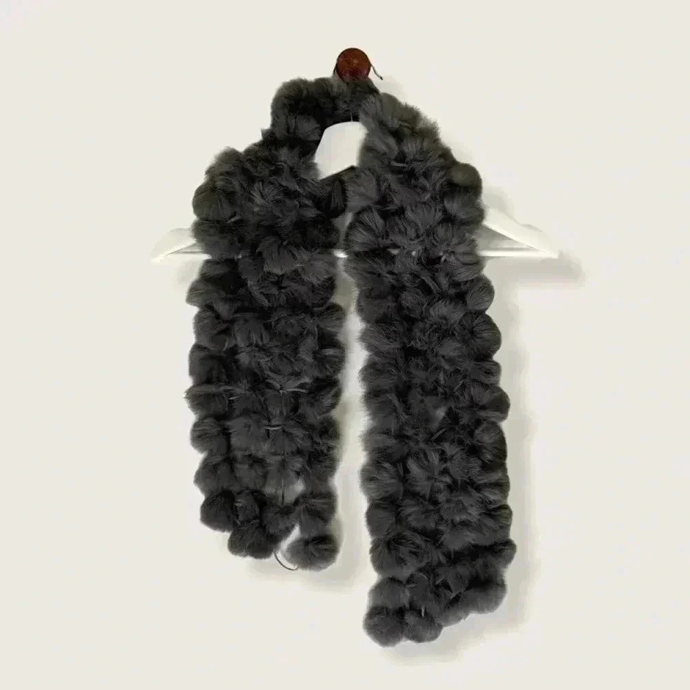 Real grey rabbit tail scarf